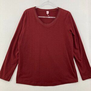 Basler size EU 44 Burgundy Stretch Knit Long Sleeve Crew Neck Casual Top